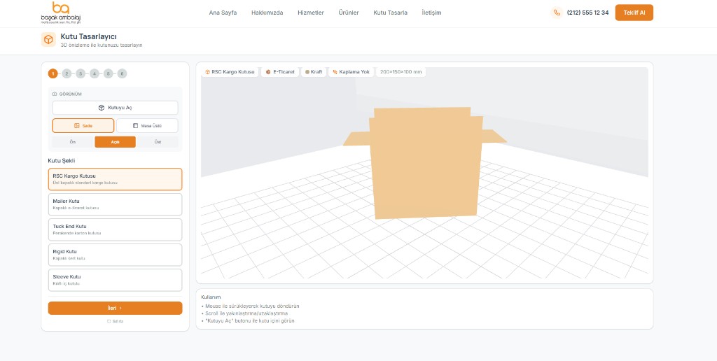 3D Ambalaj / Ürün Configurator